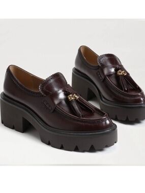 Women’s Leather Platform Loafers Deep Garnet 8.5